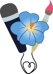 Size: 725x1000 | Tagged: safe, artist:binkyt11, oc, oc:coral blossom, commission, cutie mark, cutie mark only, flower, heart, hibiscus, inkscape, microphone, no pony, paintbrush, simple background, transparent background, vector