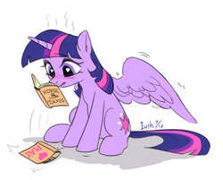 Size: 935x750 | Tagged: safe, artist:iuth, edit, editor:dsp2003, twilight sparkle, alicorn, pony, g4, blushing, book, ear fluff, female, heart, heart eyes, hoof fluff, horse taxes, implied porn, levitation, lewd, magic, mare, nerd, reading, shivering, simple background, sitting, solo, spread wings, taxes, telekinesis, that pony sure does love taxes, twilight sparkle (alicorn), wat, white background, wing fluff, wingboner, wingding eyes