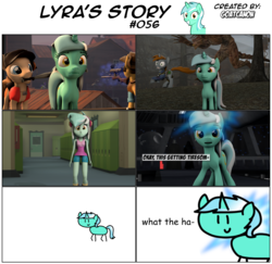 Size: 3929x3812 | Tagged: safe, artist:goatcanon, artist:round trip, lyra heartstrings, oc, oc:lemontwist, oc:littlepip, deathclaw, pony, unicorn, comic:lyra's story, fallout equestria, equestria girls, g4, 2fort, 3d, anakin skywalker, canterlot high, clothes, comic, crossover, darth sidious, darth vader, death star, dialogue, dimension travel, emperor palpatine, fanfic, fanfic art, female, glowing horn, gun, high res, hooves, horn, in a nutshell, jumpsuit, levitation, magic, mare, medic, medic (tf2), optical sight, pipbuck, rifle, scout (tf2), sniper, sniper (tf2), sniper rifle, source filmmaker, star wars, team fortress 2, telekinesis, vault suit, weapon, what the hay?