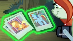 Size: 1920x1080 | Tagged: safe, screencap, applejack, crackle cosette, queen chrysalis, rainbow dash, pony, g4, the mean 6, butt, camera, discovery family logo, disguise, disguised changeling, out of context, photo, plot, rainbutt dash