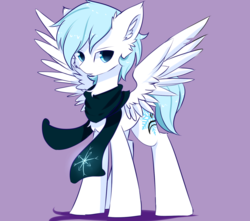 Size: 1700x1500 | Tagged: safe, artist:heddopen, oc, oc only, pegasus, pony, clothes, ear fluff, male, scarf, simple background, solo, spread wings, wings