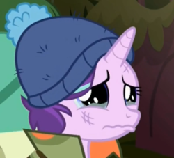 Size: 348x316 | Tagged: safe, screencap, starlight glimmer, pony, unicorn, g4, the mean 6, beanie, cropped, crying, female, hat, mare, sad, sadlight glimmer, solo, teary eyes