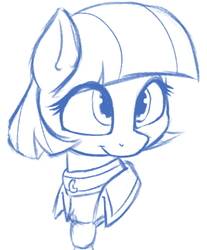 Size: 659x794 | Tagged: safe, artist:neighday, coco pommel, earth pony, pony, g4, bust, collar, female, monochrome, pony pet, sketch, smiling, solo