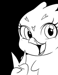 Size: 700x900 | Tagged: safe, artist:haden-2375, gabby, griffon, g4, black and white, grayscale, monochrome