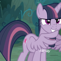 Size: 458x457 | Tagged: safe, screencap, mean twilight sparkle, alicorn, pony, g4, the mean 6, animated, clone, cropped, cute, discovery family logo, evil grin, female, gendo pose, gif, grin, mean twiabetes, scary face, smiling, steepling, wing hands