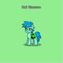 Size: 400x400 | Tagged: safe, oc, oc only, oc:hailblossom, pony, unicorn, pony town, green background, mushroomboi, simple background, smiling, solo, stand, standing