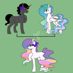 Size: 1600x1600 | Tagged: safe, artist:cynderlovesart, king sombra, princess celestia, g4, female, male, offspring, parent:king sombra, parent:princess celestia, parents:celestibra, ship:celestibra, shipping, straight, watermark