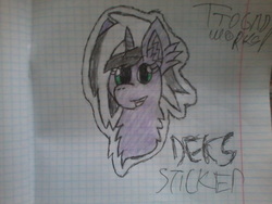 Size: 1600x1200 | Tagged: safe, artist:terminalhash, oc, oc only, oc:deks, pony, graph paper, sketch, solo, traditional art