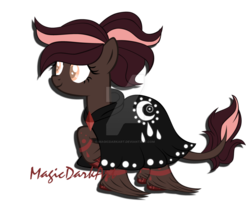Size: 1024x860 | Tagged: safe, artist:magicdarkart, oc, oc only, oc:ginger, original species, pony, astral pony, cloak, clothes, female, mare, obtrusive watermark, simple background, solo, transparent background, watermark