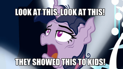 Size: 1920x1080 | Tagged: safe, edit, edited screencap, screencap, mean twilight sparkle, alicorn, pony, g4, season 8, the mean 6, are you afraid of the dark?, clone, dying, female, image macro, imminent death, jontron, mare, melting, meme, open mouth, solo, you know for kids, you ruined everything