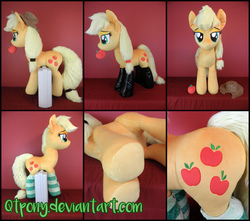 Size: 4600x4075 | Tagged: safe, artist:qtpony, applejack, earth pony, pony, g4, absurd resolution, clothes, fireproof boots, irl, photo, plushie, socks, solo, striped socks