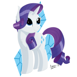 Size: 3000x3000 | Tagged: safe, artist:arcane-thunder, rarity, pony, unicorn, g4, cutie mark background, digital art, female, high res, mare, signature, simple background, smiling, solo, white background