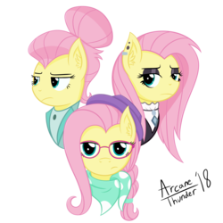 Size: 4000x4000 | Tagged: safe, artist:arcane-thunder, fluttershy, pony, fake it 'til you make it, g4, absurd resolution, alternate hairstyle, digital art, female, fluttergoth, goth, hipster, hipstershy, mare, severeshy, signature, simple background, transparent background, valley girl