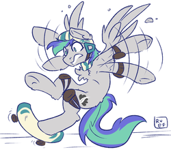 Size: 3264x2947 | Tagged: safe, artist:ruef, oc, oc only, oc:storm feather, pegasus, pony, falling, flailing, high res, male, scared, skateboard, skating, solo