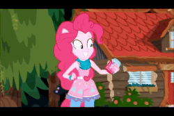 Size: 720x480 | Tagged: safe, edit, edited screencap, screencap, pinkie pie, equestria girls, g4, my little pony equestria girls: legend of everfree, animated, bowser, crossover, geode of sugar bombs, gif, king koopa, letterboxing, magical geodes, male, ponied up, super mario bros. 3, the adventures of super mario bros. 3