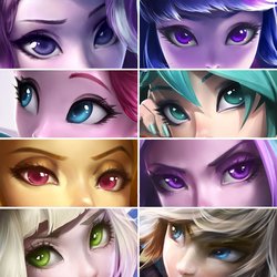 Size: 1173x1173 | Tagged: safe, artist:imdrunkontea, adagio dazzle, aria blaze, pinkie pie, starlight glimmer, twilight sparkle, equestria girls, g4, aside glance, eye, eyelashes, eyememe, eyes, eyeshadow, female, glare, hatsune miku, lidded eyes, lillie, link, looking at you, makeup, male, pokémon, raised eyebrow, the legend of zelda, the legend of zelda: breath of the wild, vocaloid