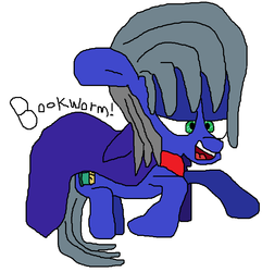 Size: 919x952 | Tagged: safe, artist:jadedapegasus, earth pony, pony, book, cape, clothes, colt, i.m. meen, male, ms paint, necktie, ponified, solo
