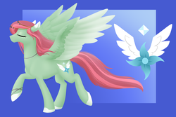 Size: 2592x1728 | Tagged: safe, artist:mythpony, oc, oc only, oc:frost wing, pegasus, pony, cutie mark, eyes closed, female, hooves, lineless, mare, raised hoof, solo, spread wings, wings