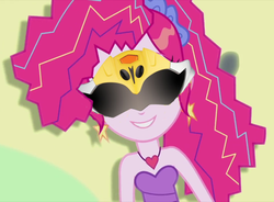 Size: 977x720 | Tagged: safe, edit, edited screencap, editor:sonic ranger, screencap, pinkie pie, equestria girls, friendship through the ages, g4, cropped, morpher, power rangers, power rangers jungle fury, yellow ranger