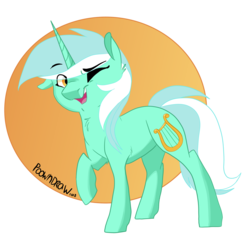 Size: 2281x2178 | Tagged: safe, artist:poowndraww, lyra heartstrings, pony, unicorn, g4, female, high res, looking at you, mare, one eye closed, simple background, solo, transparent background, wink