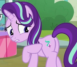 Size: 1047x899 | Tagged: safe, screencap, starlight glimmer, pony, unicorn, g4, the parent map, butt, cropped, female, glimmer glutes, looking back, mare, plot, solo