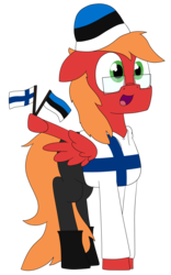 Size: 1809x2905 | Tagged: safe, artist:moonatik, oc, oc only, oc:moonatik, pegasus, pony, beanie, boots, clothes, cute, estonia, finland, flag, glasses, hat, hoodie, male, pants, shoes, simple background, solo, stallion, transparent background, wing hold