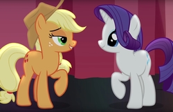 Size: 1467x952 | Tagged: safe, screencap, applejack, rarity, g4, lidded eyes