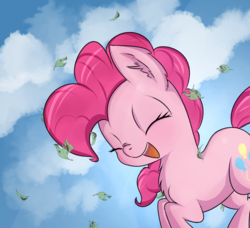 Size: 662x603 | Tagged: safe, artist:brok-enwings, pinkie pie, earth pony, pony, g4, eyes closed, female, happy, mare, smiling, solo