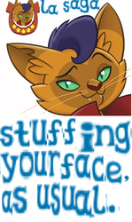 Size: 352x590 | Tagged: safe, artist:horsesplease, capper dapperpaws, abyssinian, cat, anthro, g4, my little pony: the movie, caption, expand dong, exploitable meme, garfield, garfielf, image macro, lasaga, looking at you, male, meme, solo, why