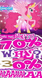 Size: 323x594 | Tagged: safe, artist:horsesplease, gameloft, idw, pinkie pie, alicorn, pony, g4, spoiler:comic, aaaaaaaaaa, alicornified, caption, costs real money, costs real sanity, expand dong, exploitable meme, female, image macro, mare, meme, pinkiecorn, pose, princess of chaos, princess pinkie pie, race swap, raised hoof, raised leg, smiling, solo, sparkles, text, this will end in insanity, this will end in parties, this will end in tears, wat, why, why gameloft why, wow! glimmer, xk-class end-of-the-world scenario