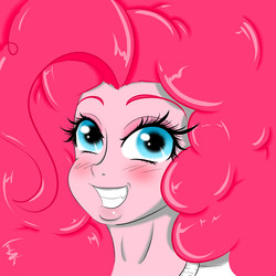 Size: 2500x2500 | Tagged: safe, artist:albertbm, pinkie pie, equestria girls, g4, female, grin, high res, impossibly long hair, smiling, solo