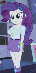 Size: 540x1080 | Tagged: safe, edit, edited screencap, editor:ah96, screencap, rarity, equestria girls, g4, guitar centered, my little pony equestria girls: rainbow rocks, adorasexy, belt, boots, bracelet, breast edit, breasts, busty rarity, cleavage, clothes, cropped, cute, female, jewelry, legs, miniskirt, raised eyebrow, sexy, shirt, shoes, skirt, solo