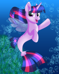 Size: 1200x1500 | Tagged: safe, artist:infinitewarlock, twilight sparkle, pony, seapony (g4), g4, my little pony: the movie, female, ocean, open mouth, seaponified, seapony twilight, solo, species swap, twilight sparkle (alicorn), underwater