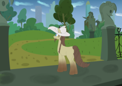 Size: 7016x4961 | Tagged: safe, artist:bently96, oc, oc only, oc:daisy, pony, absurd resolution, hat, park, request, solo, statue