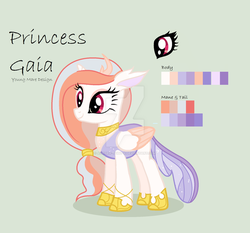 Size: 1024x956 | Tagged: safe, artist:aurora-light-x, oc, oc only, oc:gaia, changepony, hybrid, pony, female, offspring, parent:princess celestia, parent:thorax, parents:thoralestia, show accurate, simple background, solo, watermark