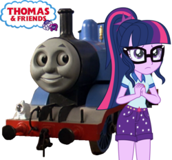 Size: 650x607 | Tagged: safe, artist:derpyfannumber2, sci-twi, twilight sparkle, equestria girls, g4, my little pony equestria girls: legend of everfree, crossover, logo, obvious troll, simple background, thomas the tank engine, transparent background