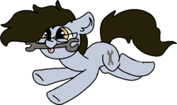 Size: 542x323 | Tagged: safe, artist:nootaz, oc, oc only, oc:wrench turner, earth pony, pony, glasses, jumping, simple background, smiling, solo, transparent background, wrench