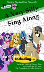 Size: 800x1300 | Tagged: artist needed, safe, edit, adagio dazzle, aria blaze, filthy rich, sonata dusk, twilight sparkle, earth pony, pony, unicorn, series:pony tales, g4, a very silly sing along, a very silly sing along (pony tales), cover art, female, male, mare, necktie, stallion, the dazzlings, unicorn twilight, veggietales, very silly songs, very silly songs (pony tales)