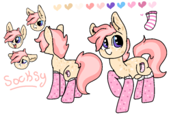 Size: 940x630 | Tagged: safe, artist:nootaz, oc, oc:socksy, earth pony, pony, clothes, reference sheet, simple background, socks, starry eyes, striped socks, transparent background, wingding eyes