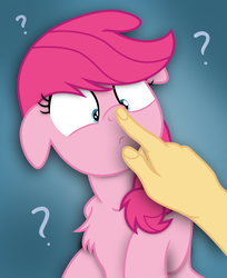 Size: 3626x4448 | Tagged: safe, artist:marsminer, artist:pink1ejack, oc, oc only, oc:pinkie jack, human, absurd resolution, boop, female, hand, not pinkie pie, question mark, solo focus, vector