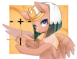 Size: 2048x1588 | Tagged: safe, artist:30clock, somnambula, pegasus, pony, g4, clothes, egyptian, female, looking at you, mare, scale, smiling, solo