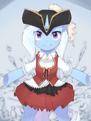 Size: 1536x2048 | Tagged: safe, artist:30clock, trixie, pony, g4, clothes, cute, diatrixes, female, hat, jewelry, looking at you, mare, moe, necklace, pirate, pirate hat, skirt, smiling, solo