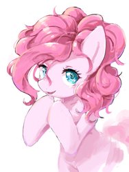 Size: 1536x2048 | Tagged: safe, artist:30clock, pinkie pie, earth pony, pony, g4, female, looking at you, mare, simple background, smiling, solo