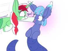 Size: 1500x1050 | Tagged: safe, artist:heir-of-rick, oc, oc only, oc:clover, oc:sapphire lollipop, lamia, original species, snake pony, :p, boop, silly, tongue out