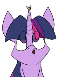 Size: 1024x1280 | Tagged: safe, artist:omegapex, derpibooru exclusive, twilight sparkle, bee, pony, unicorn, g4, female, simple background, solo, sticker, this will end in bees, transparent background