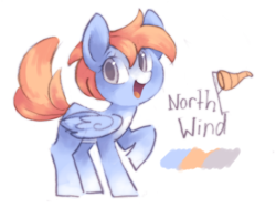 Size: 945x709 | Tagged: safe, artist:askpopcorn, oc, oc only, oc:north wind, pegasus, pony, color palette, cute, female, mare, simple background, smiling, solo