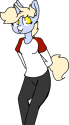 Size: 461x835 | Tagged: safe, artist:nootaz, oc, oc only, oc:nootaz, unicorn, anthro, :p, anthro oc, clothes, female, simple background, solo, tongue out, transparent background