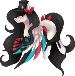 Size: 2259x2266 | Tagged: safe, artist:mauuwde, oc, oc only, pegasus, pony, colored wings, female, hat, high res, mare, multicolored wings, simple background, solo, top hat, transparent background