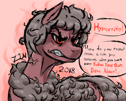 Size: 5000x4000 | Tagged: safe, artist:zintenka, oc, alpaca, hybrid, pony, alponeca, dialogue, faic, hypocrisy, looking at you, rage, sketch, vein, vent art