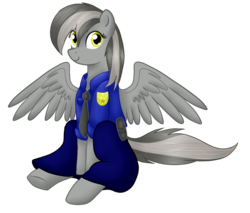 Size: 1000x853 | Tagged: safe, artist:sevenserenity, oc, oc only, oc:graeyscale, pony, police uniform, simple background, solo, transparent background